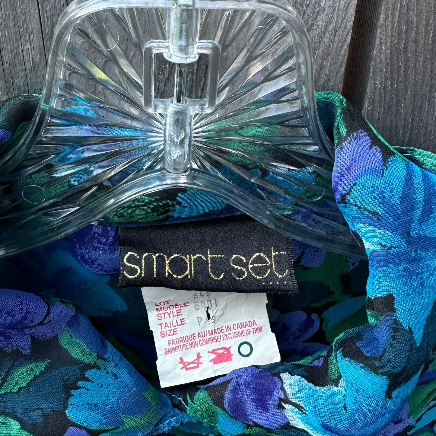 90s sheer blue floral blouse (sm)