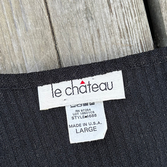 90s le chateau black ribbed cardigan (lg)