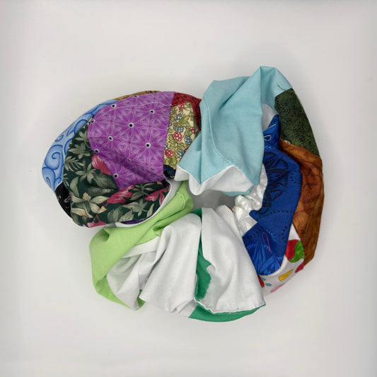 jumbo scrunchie purple blue teal quilt