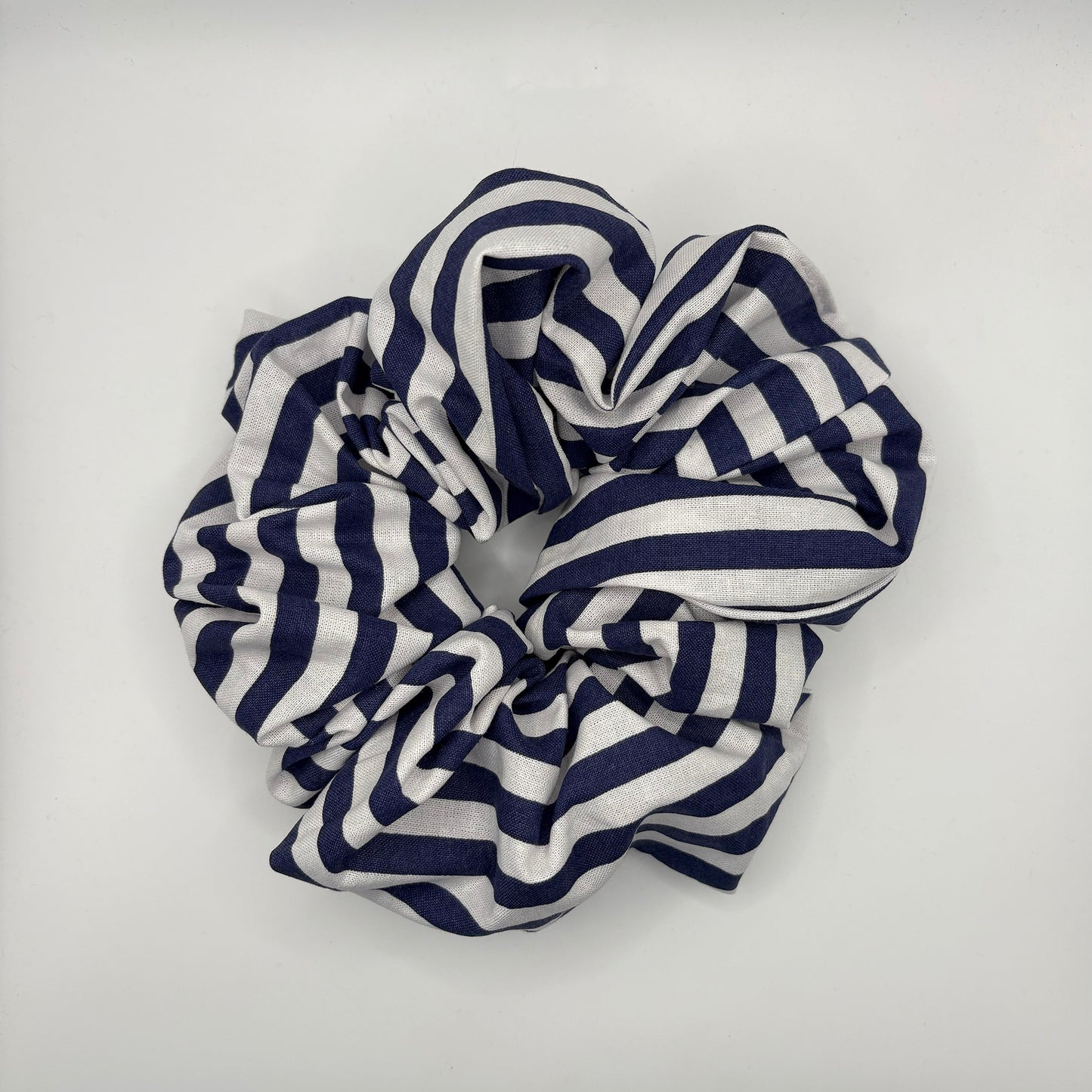 jumbo scrunchie white and blue nautical stripe