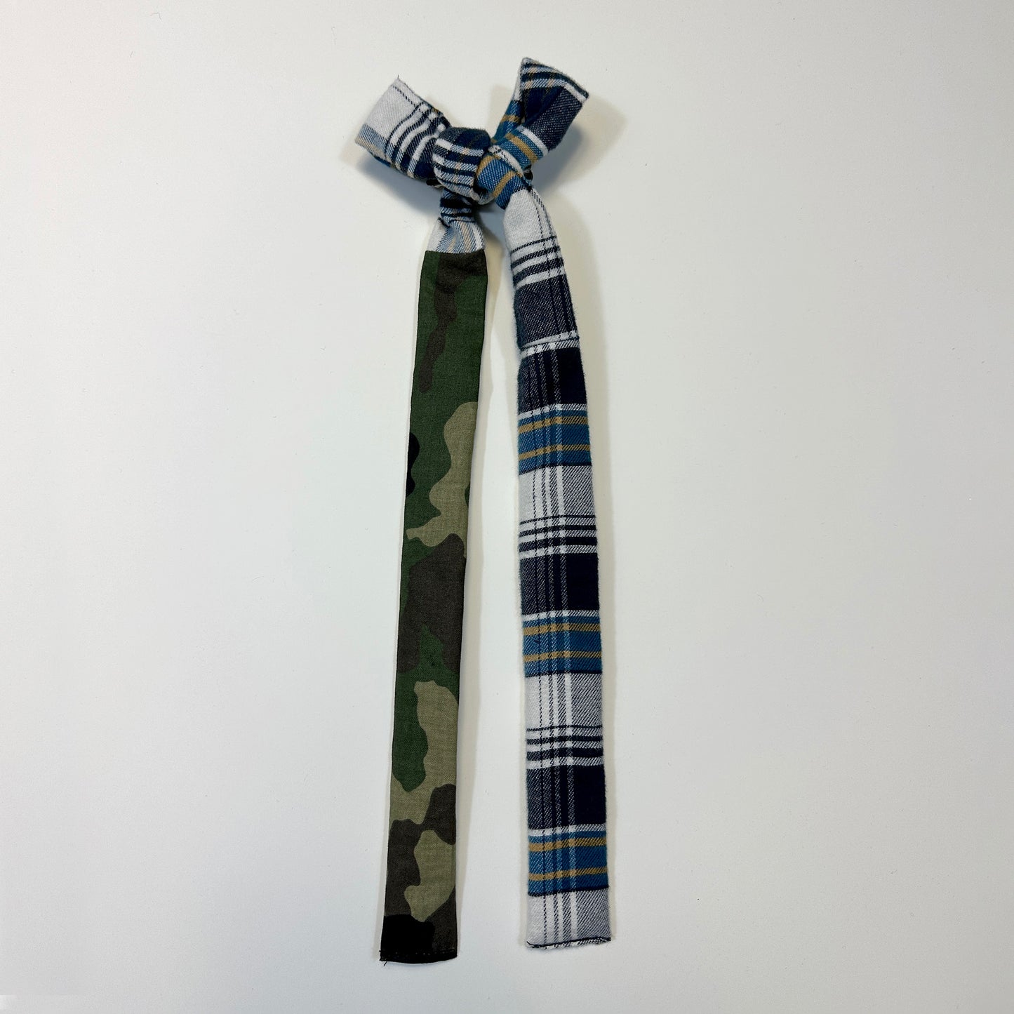 hair bow - half plaid half army camo