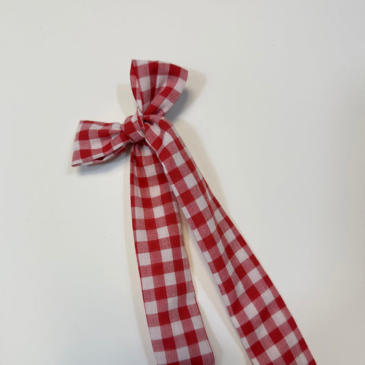 hair bow - red gingham