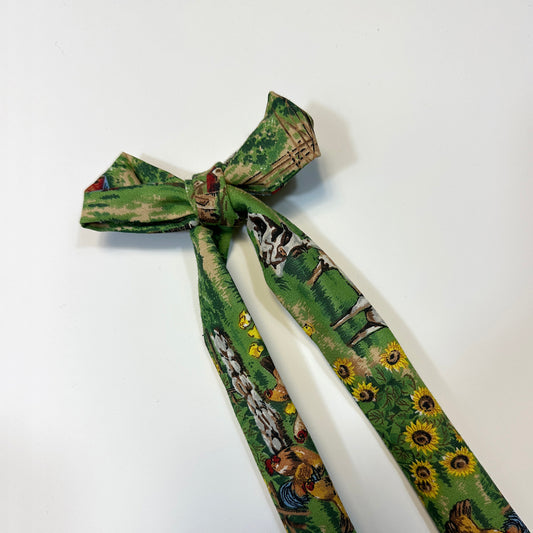 hair bow - sage paisley