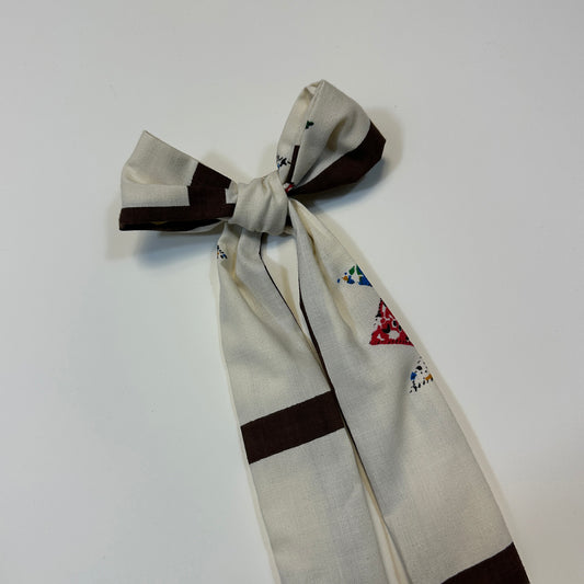 hair bow - thicker cream mosaic