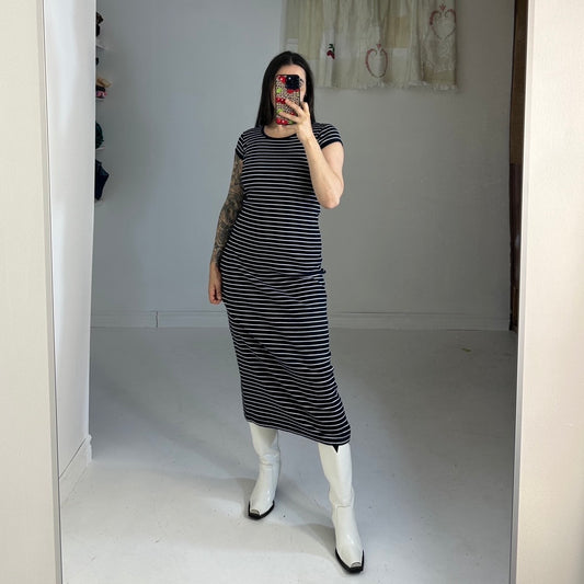 90s striped midi dress (large)