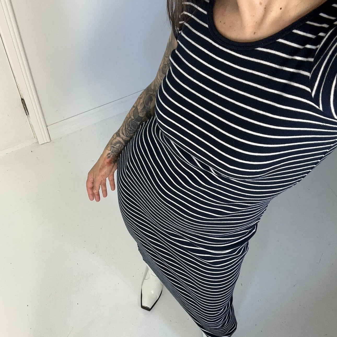 90s striped midi dress (large)