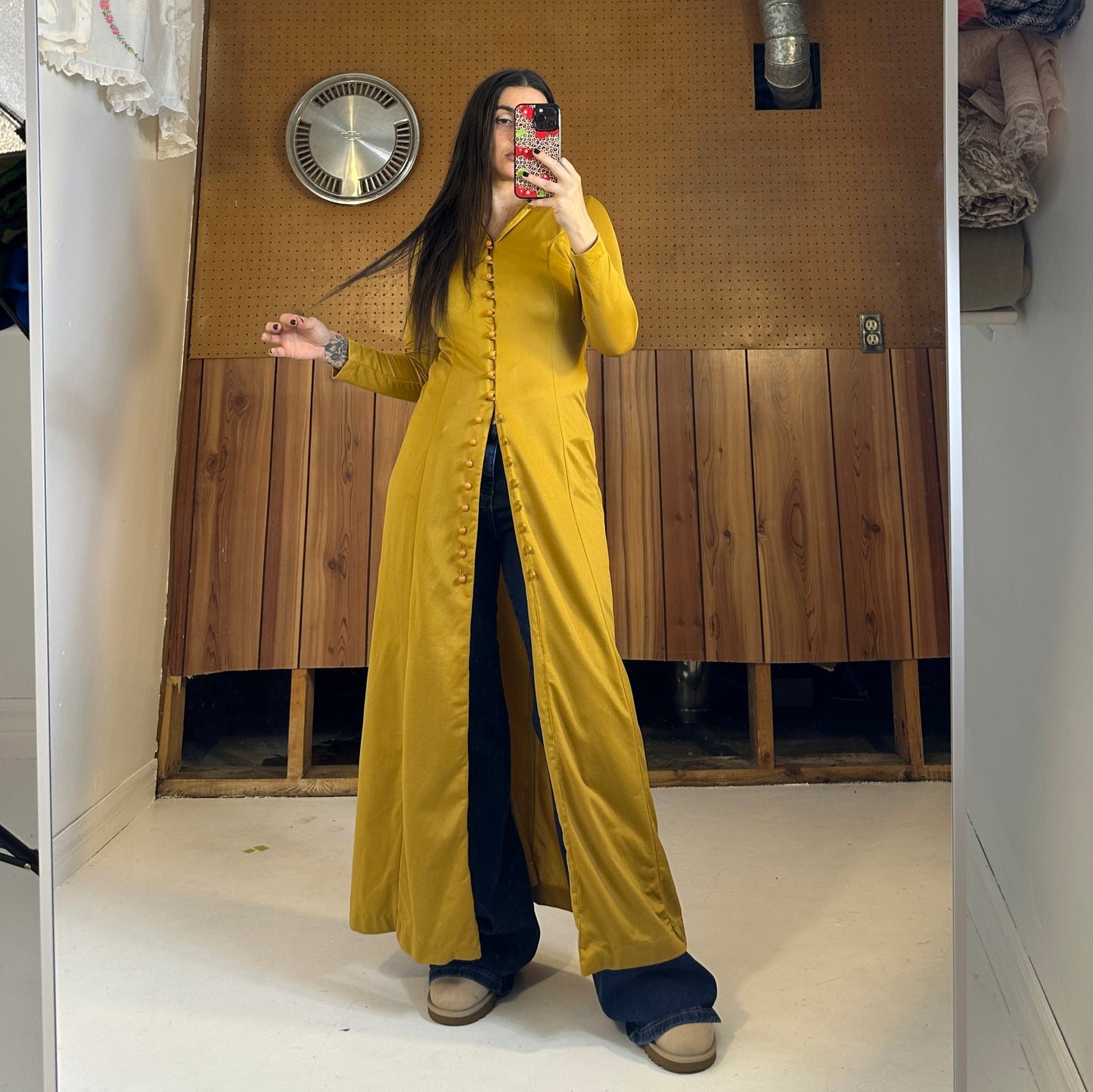 70s floor length mustard duster