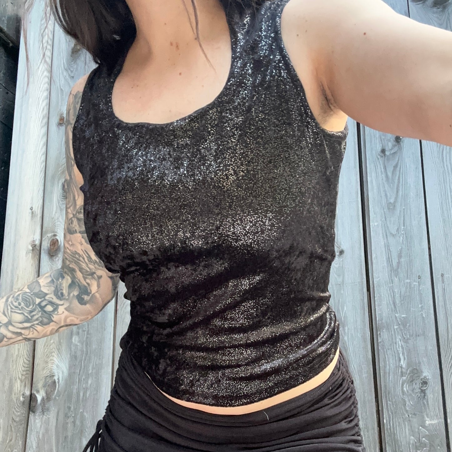 90s black shimmery tank (medium)