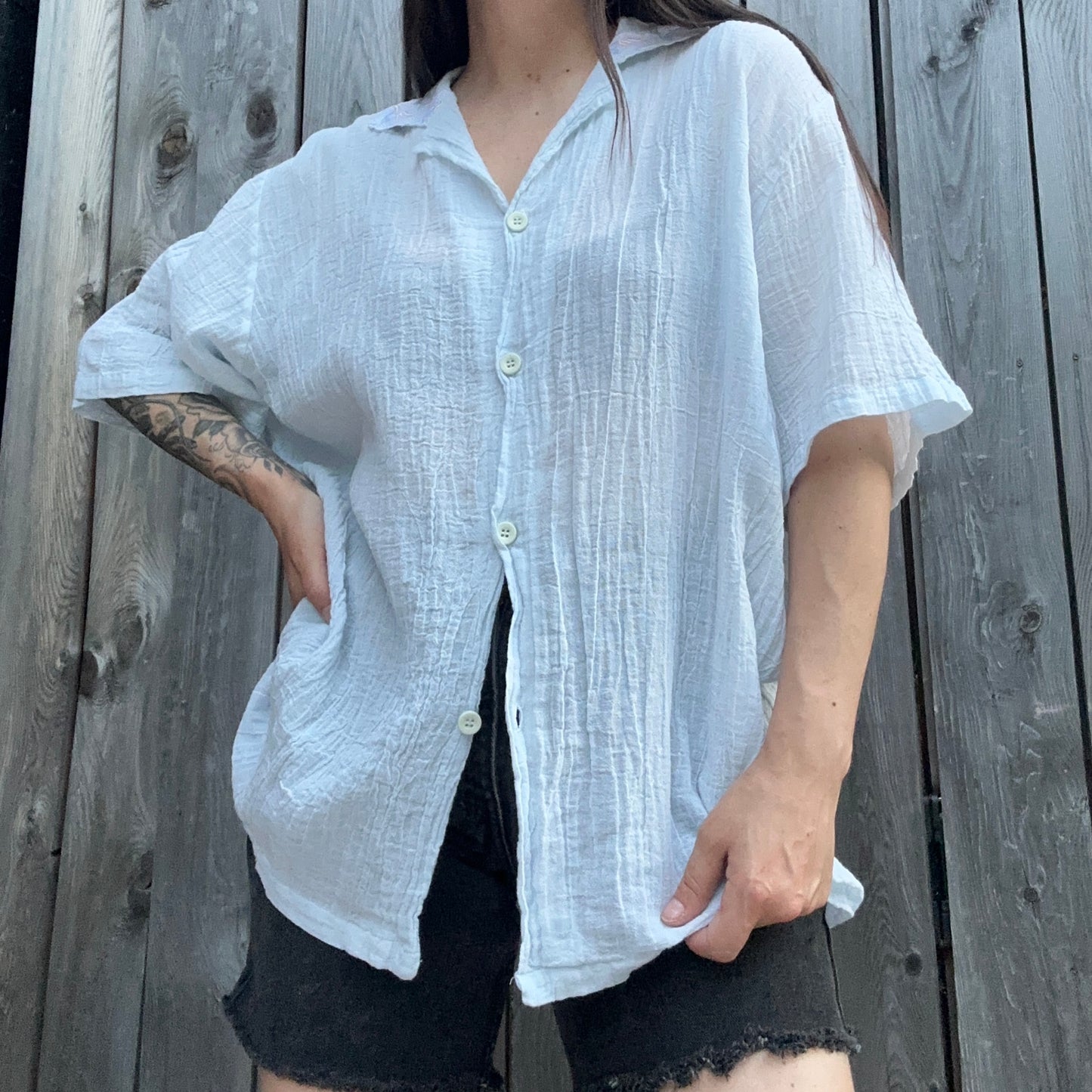 vintage night shirt embroidered collar