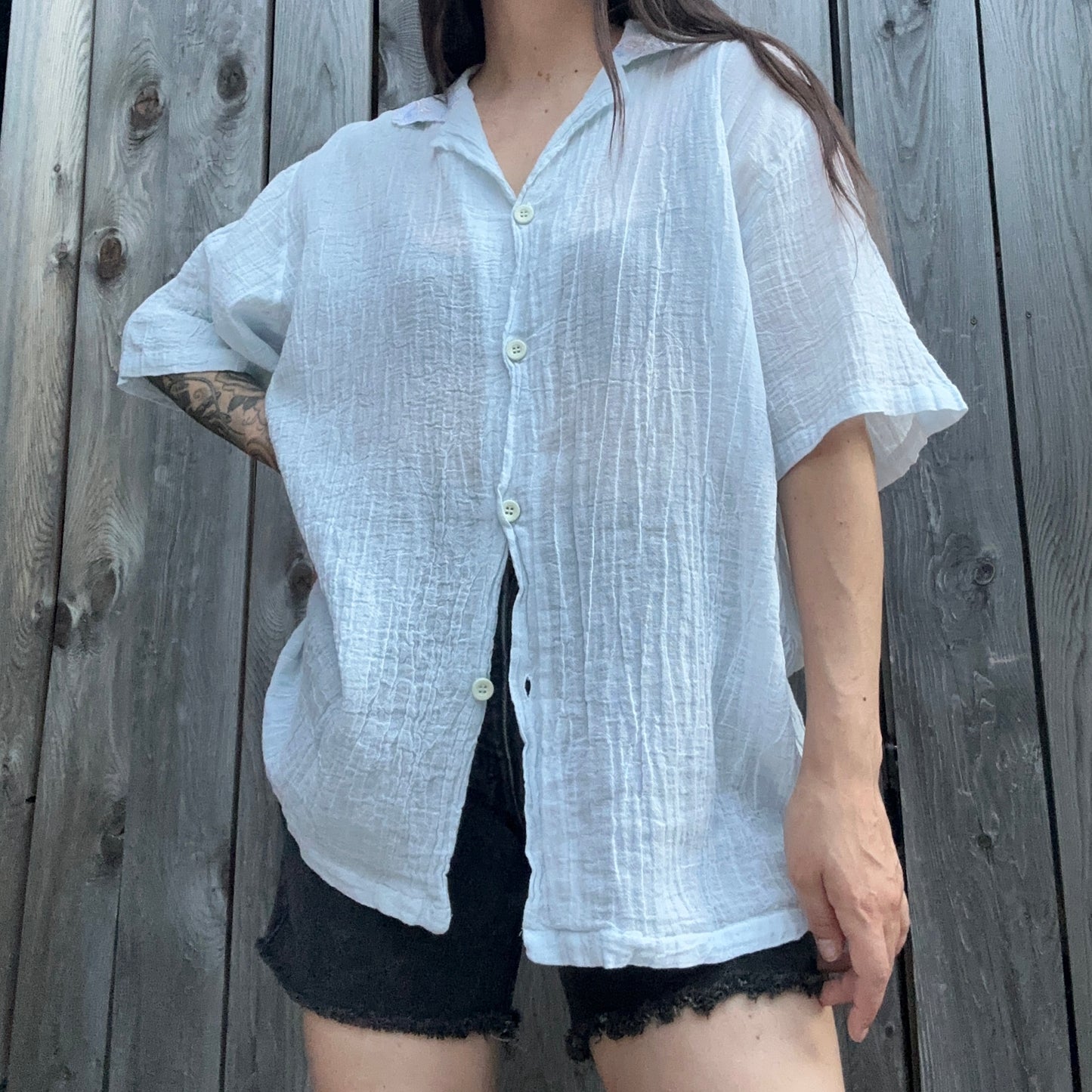 vintage night shirt embroidered collar