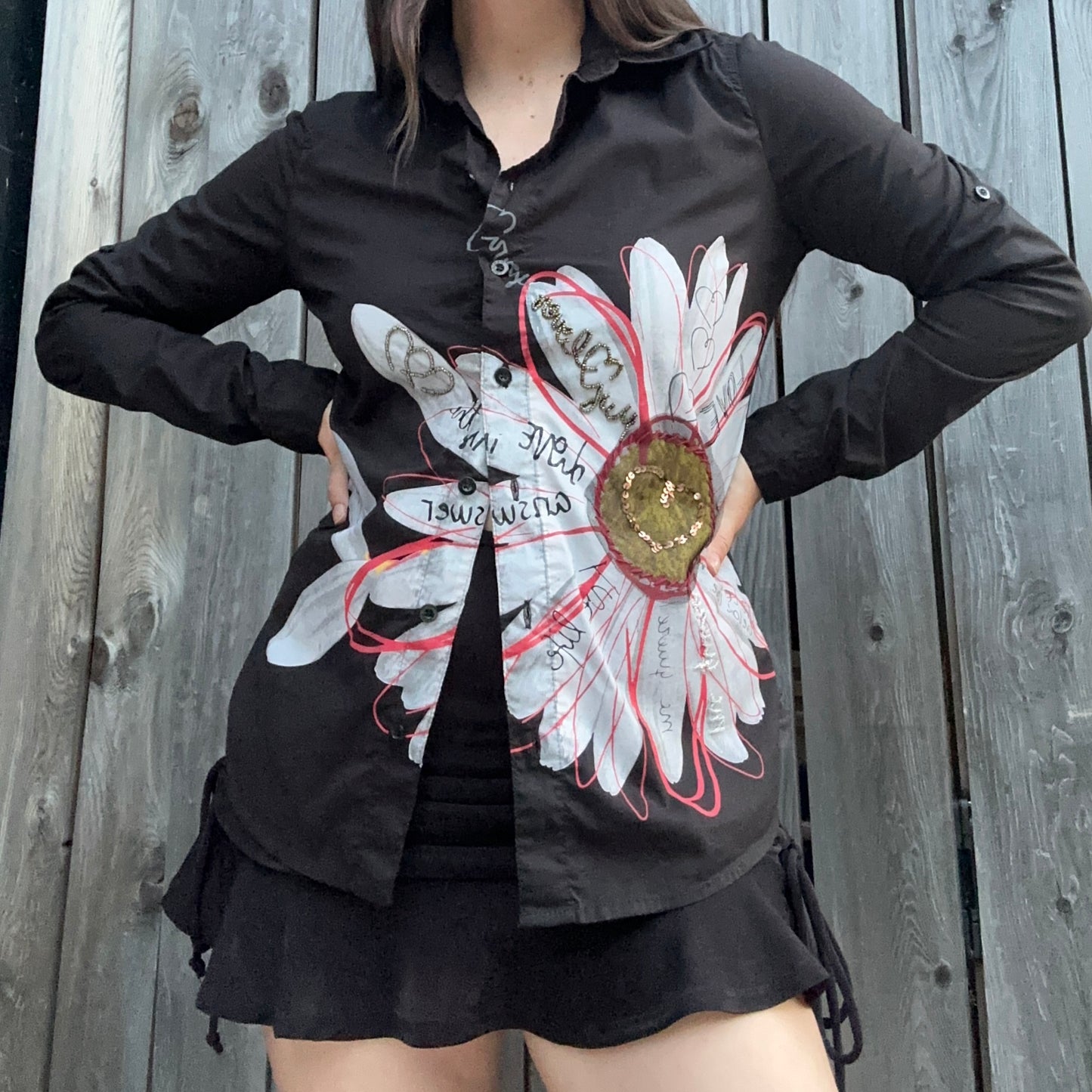 2000s daisy button down desigual (med)