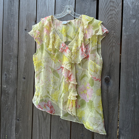 90s silk sheer ruffle asymmetrical top (18)