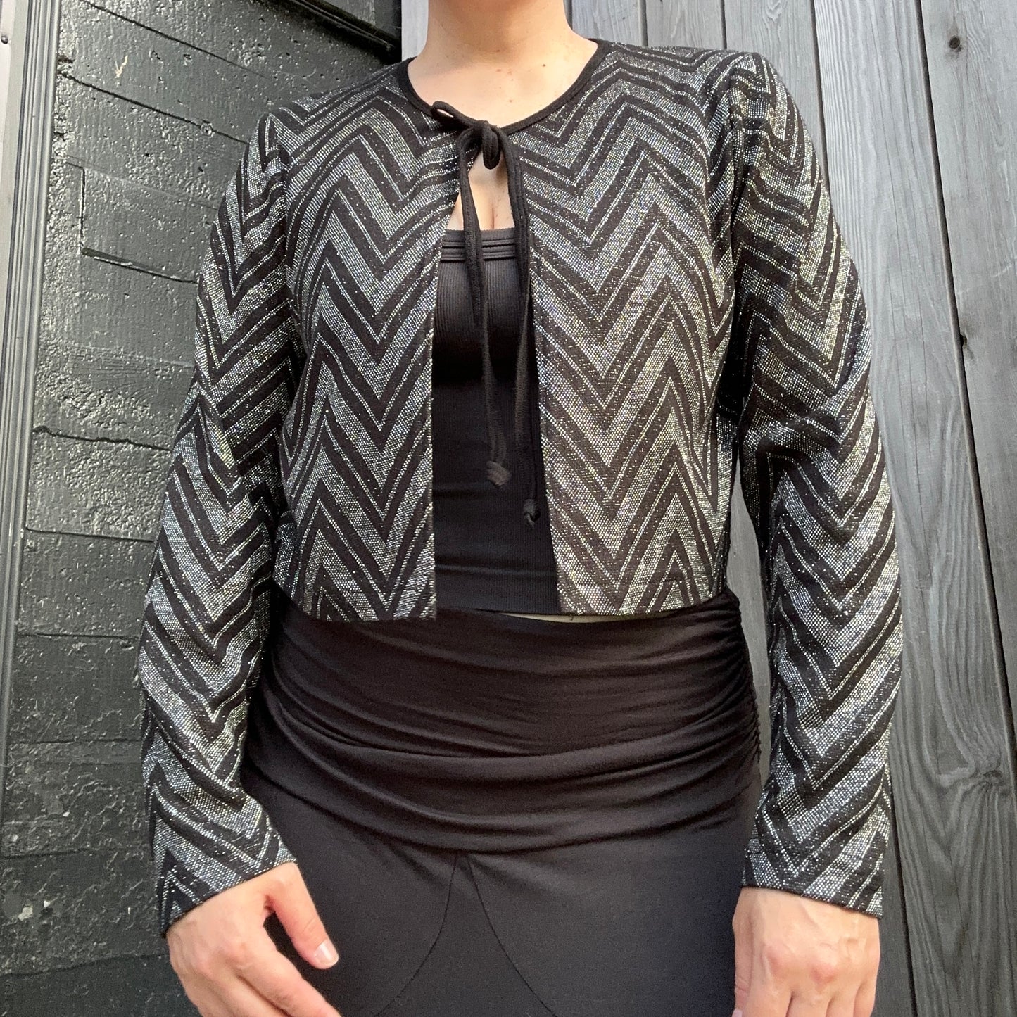90s tie up glitter cardigan