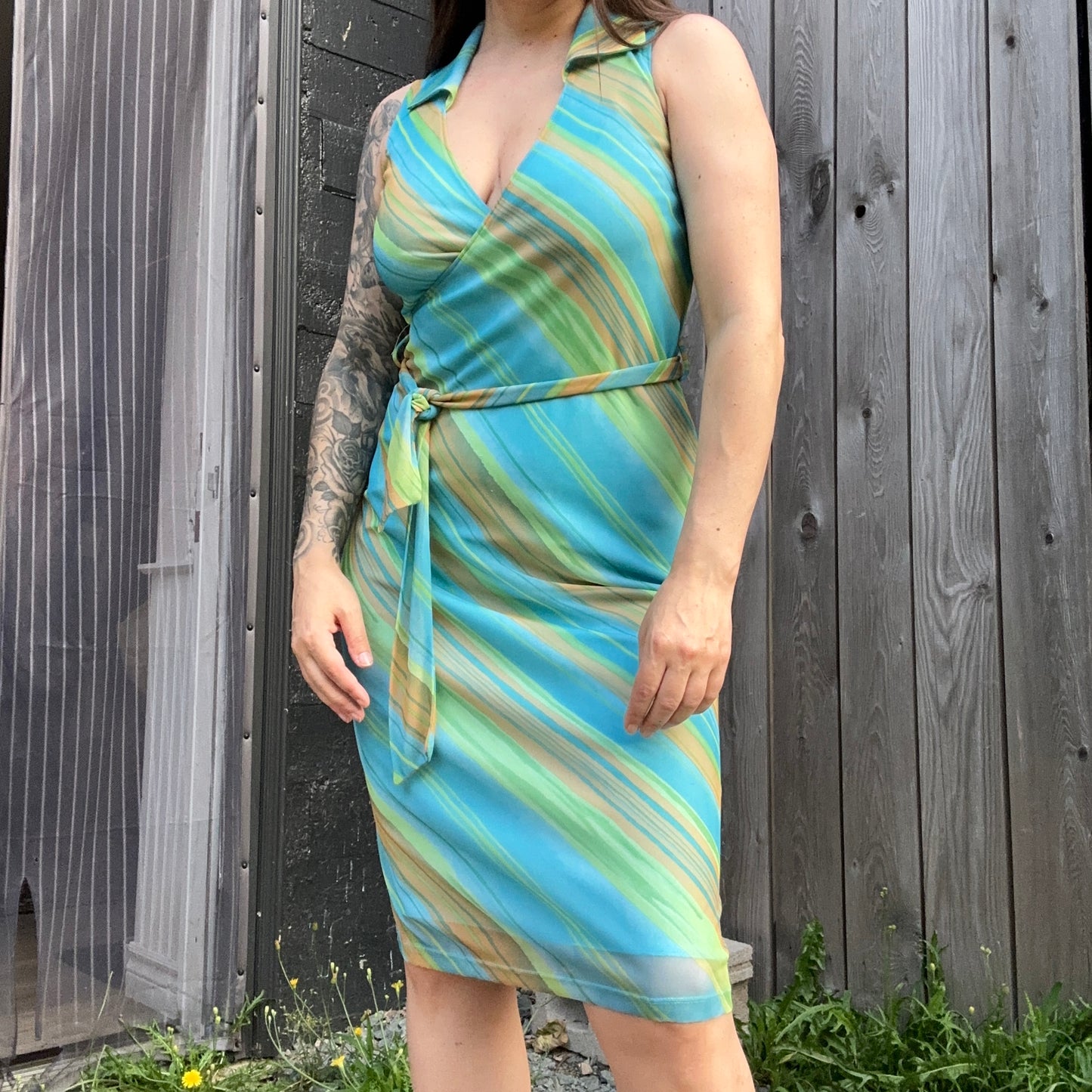 y2k le chateau sleeveless wrap dress (sm)