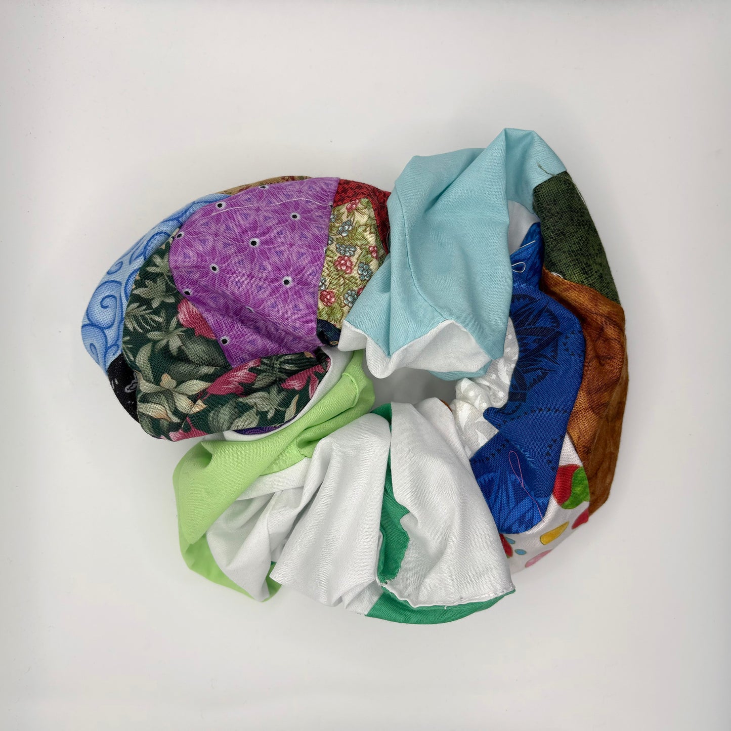 jumbo scrunchie purple blue teal quilt
