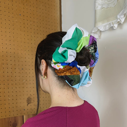 jumbo scrunchie purple blue teal quilt
