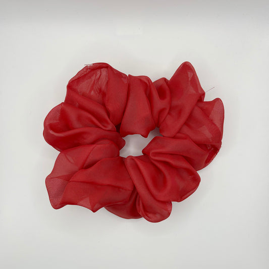 jumbo scrunchie red chiffon