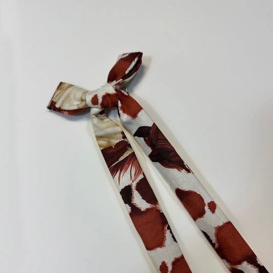 hair bow - brown cow print