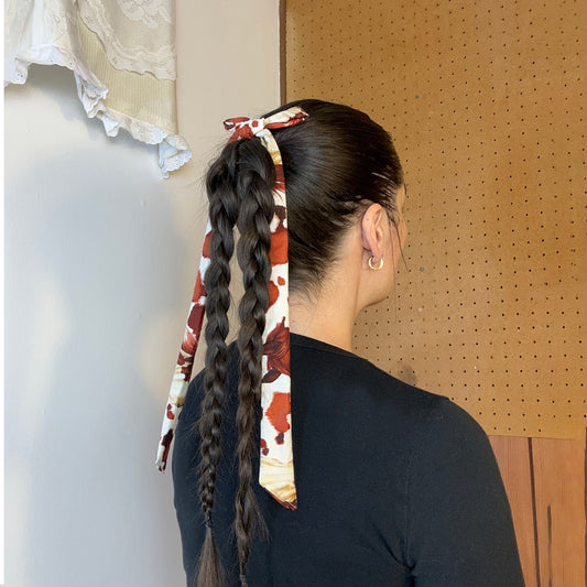 hair bow - brown cow print