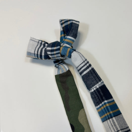 hair bow - half plaid half army camo