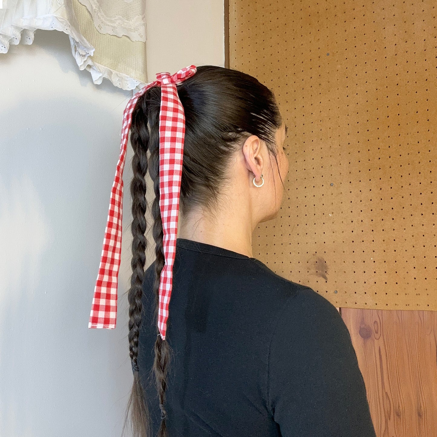 hair bow - red gingham